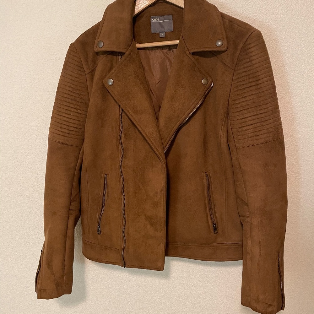 Men's ASOS Faux Suede Motorcycle Jacket Size Small